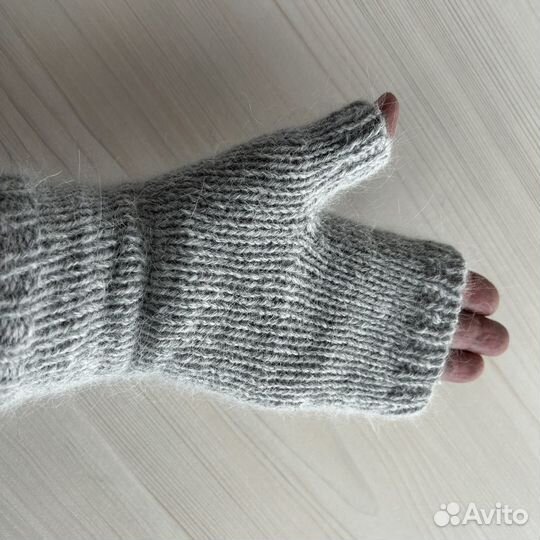 Митенки вязаные из пуха норки