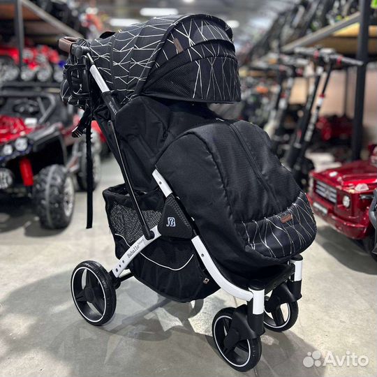 Коляска baballo 2023 серебряная полоска