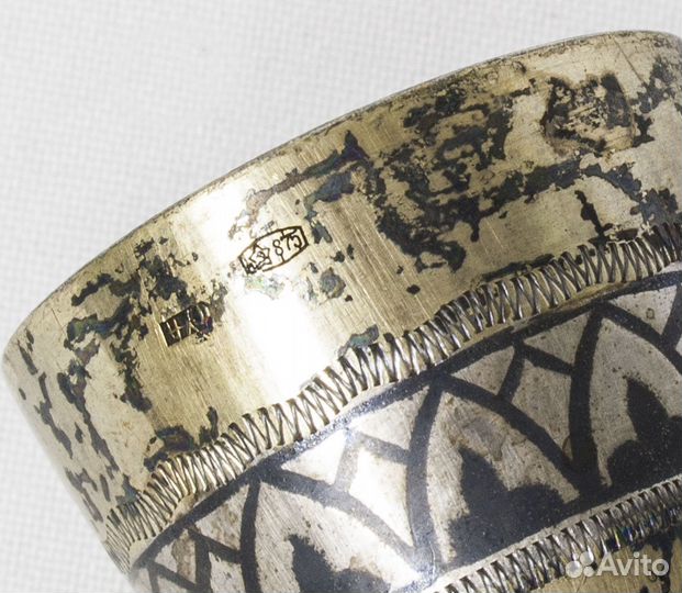 Рюмка на ножке, серебро 875 проба, вес 35 гр, черн