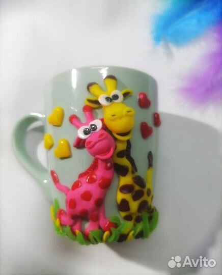 Кружка с декором из полимерной глины