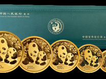 Набор из 5-ти золотых монет Китая "Панда 2024"