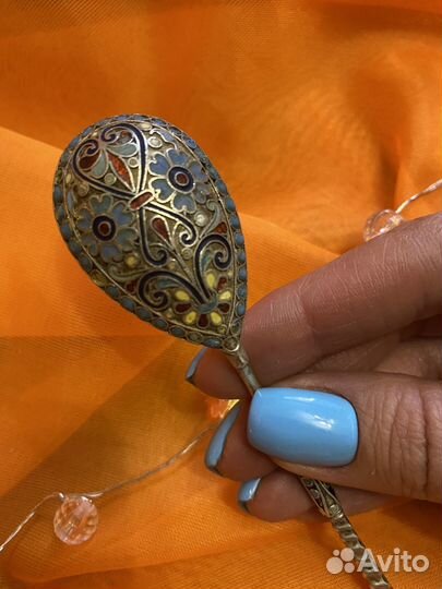 Ложка чайная Густав Клингерт серебро с эмалями