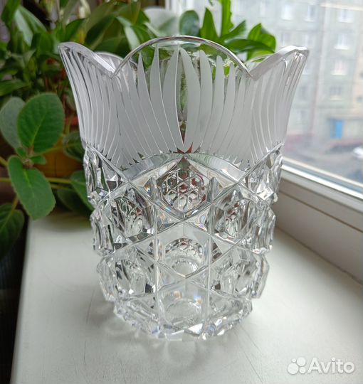 Хрустальная Ваза СССР Магнолия лзхс 19 см