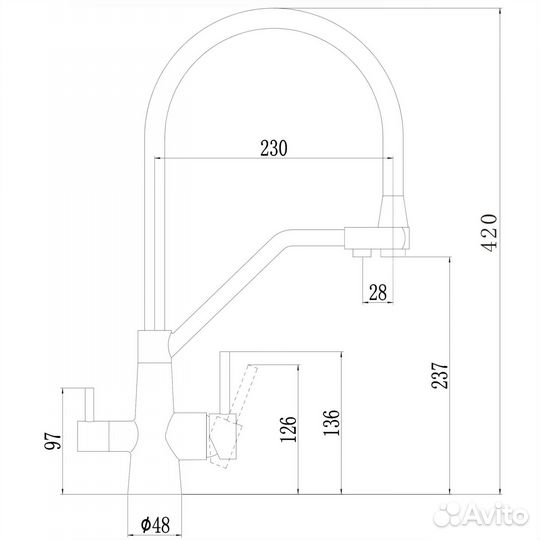 Смес-ль кухня сатин Fmark FS0662-L02