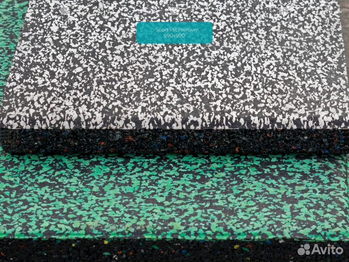 Резиновая плитка Premium, 1х1м, 15мм, 50 epdm