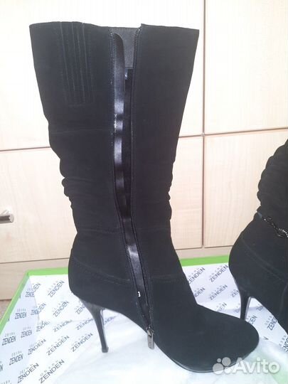 Сапоги 38-39р. Натур.велюр 100