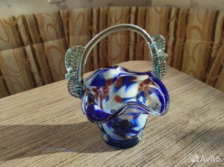 Ваза конфетница цветное стекло СССР