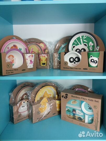 Набор детской эко посуды из бамбуковой фибры