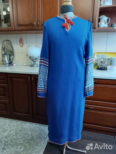 Платье трикотажное женское теплое 48