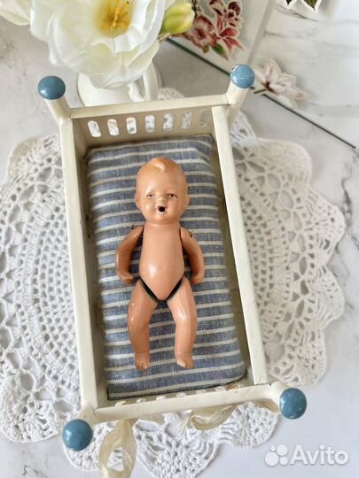 Старинный керамический пупсик 9 см, Германия