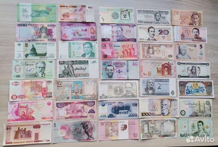 Набор банкнот 100 стран мира UNC пресс Весь мир