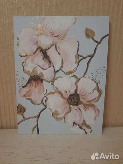 Картина на холсте акрил с поталью
