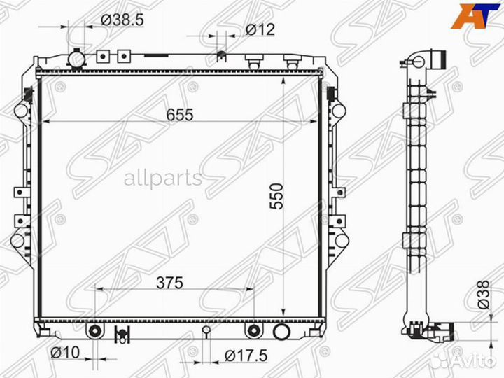 SAT TY0018 Радиатор Toyota Hilux Pick Up 15-20