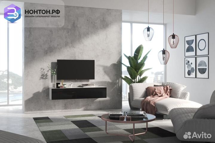 Тв-тумба someroбелый / черный глянец