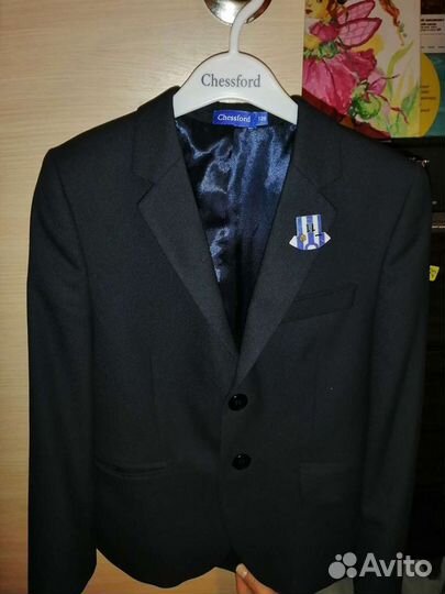 Пиджак+жилет школьные Chessford т.синий р.128/134