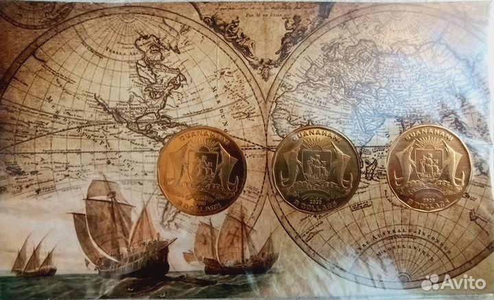 Набор из 3-х монет 3 доллара 2020 Корабли Колумба