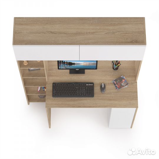 Стол компьютерный Комфорт 12.73 цвет дуб сонома/бе