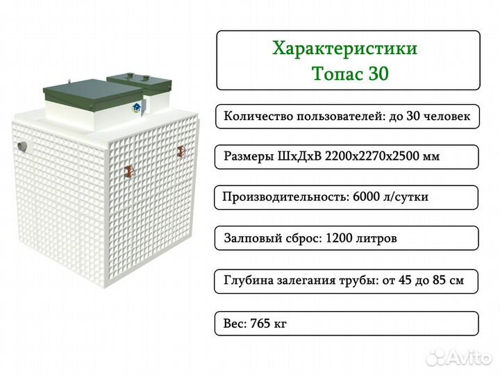 Септик Топас 30 с завода с бесплатной доставкой