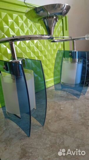 Люстры., светильник.,плафоны для кухни-все стекло