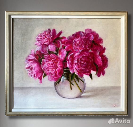Картина маслом на холсте пионы
