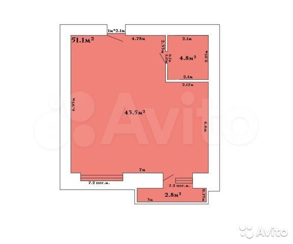 1-к. квартира, 51,1 м², 5/12 эт.