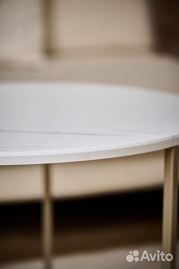 Журнальный столик круглый 2 шт. цвет Белый мрамор