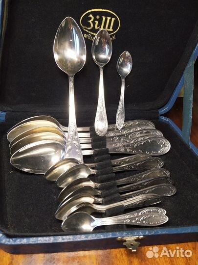 Мельхиоровые ложки мнц Кольчугино 18 шт