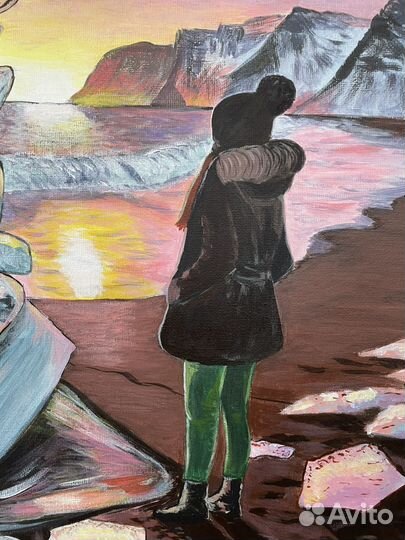 Картина Закат на берегу Тихого океана