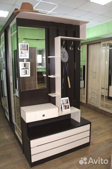 Прихожая с ящиком и зеркалом Венге/Дуб молочный