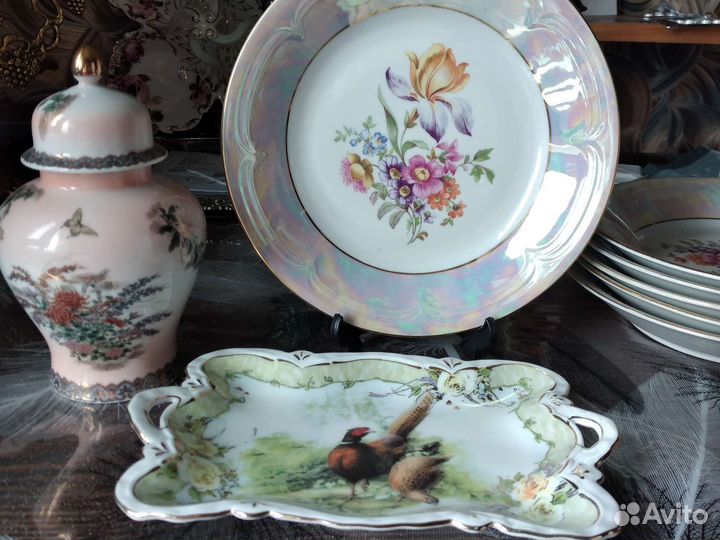 Блюдо, тарелки мейсен гдр,чайница Япония