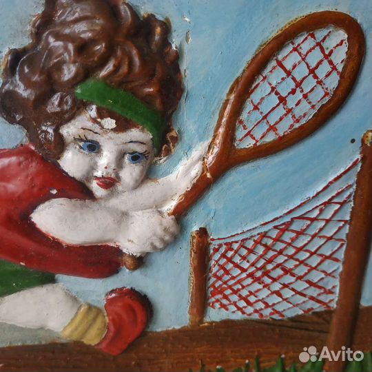 Очень Редкое настенное панно барельеф гипс дети иг