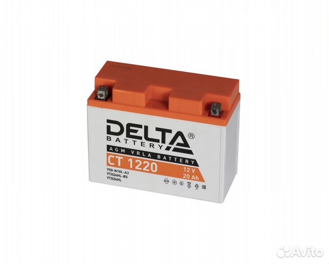 Мото аккумулятор Delta CT 1220(12V/20Ah/250A)