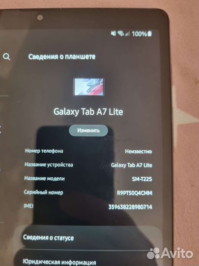 Планшет Samsung tab A7 lite lte