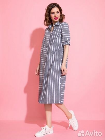 Платье рубашка лён