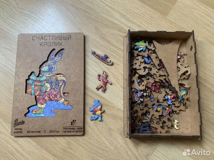 Деревянный фигурный паззл на 100 кусочков