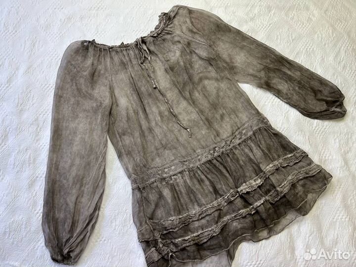 Блуза шелк серая р. 48
