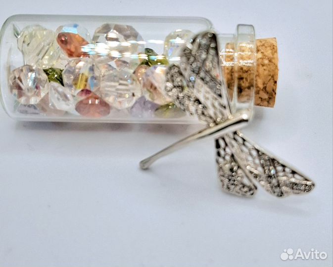 Брошь стрекоза серебро