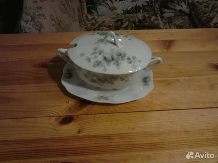 Антикварный соусник Кузнецовский фарфор