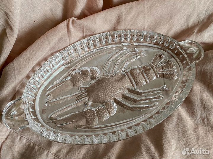 Хрустальное блюдо СССР Рак