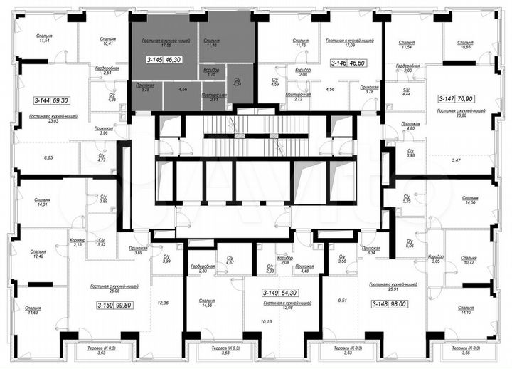 1-к. квартира, 46,3 м², 20/41 эт.