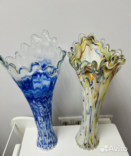 Ваза цветное гутное стекло СССР