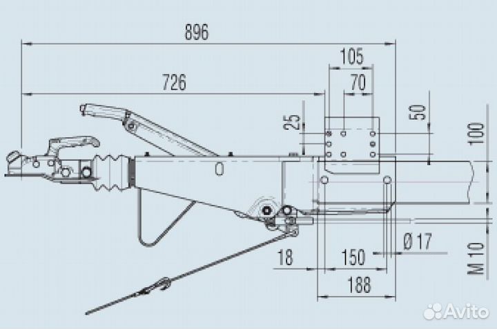 Тормоз наката прицепа alko Четырехгранный 1500-26