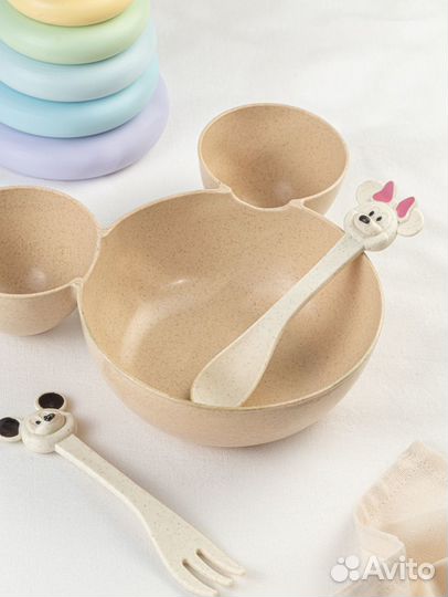 Набор детской посуды для кормления тарелка ложка