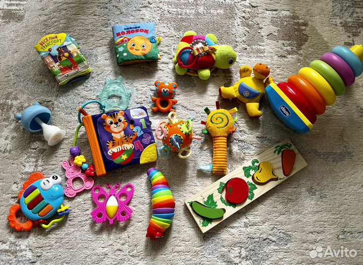 Игрушки развивающие пакетом (chicco, happy baby)