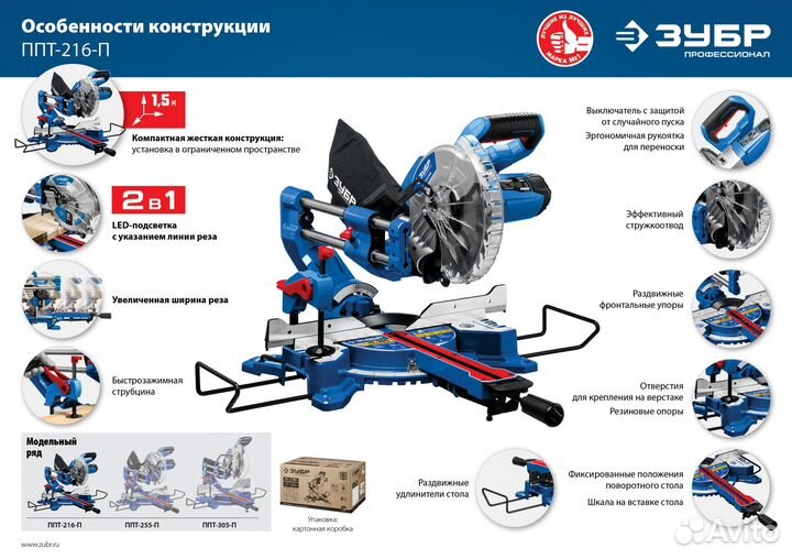 Торцовочная пила Зубр ппт-216-П