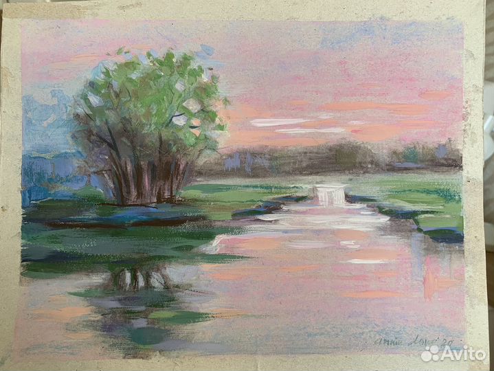 Картина «Закат на южном побережье» сухая пастель