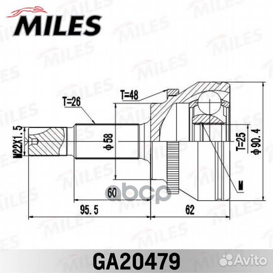 ШРУС наружный toyota corolla 1.8-2.0D 02- (с AB