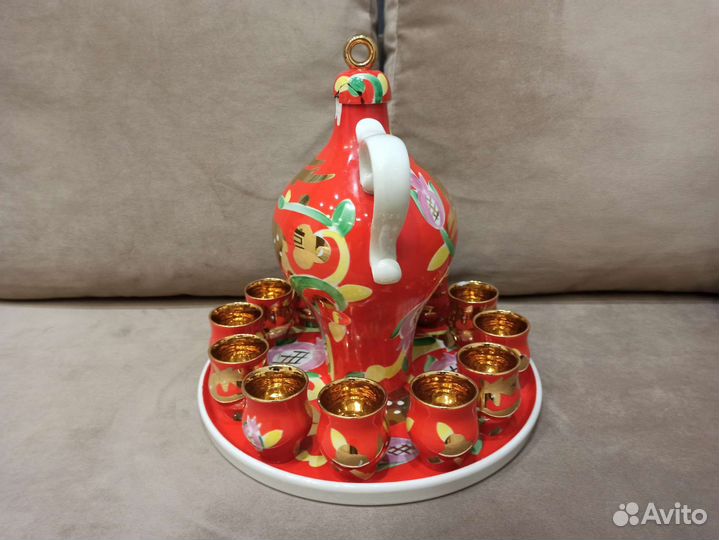 Набор ликерный Дулево Фарфор СССР Золотой олень