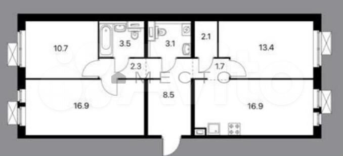 3-к. квартира, 79,1 м², 8/25 эт.
