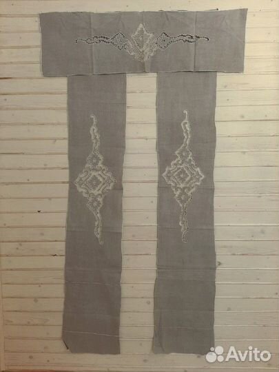 Скатерть домотканая, вышивка, кружево